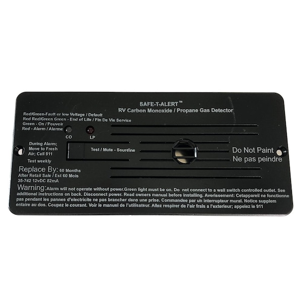 Safe-T-Alert Combo Carbon Monoxide Propane Alarms Flush Mount - Black 35-742-BL - main